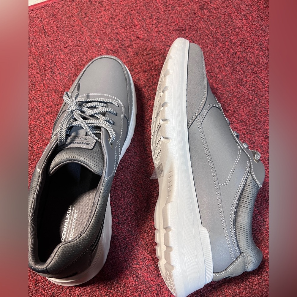 Rockport Prowalker Men’s Gray Leather Lace-Up Casual Sneakers, not used